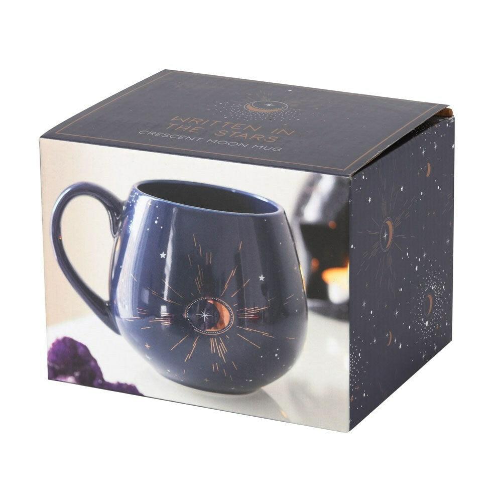 Mug, Crescent Moon Mug - dark blue crescent moon mug