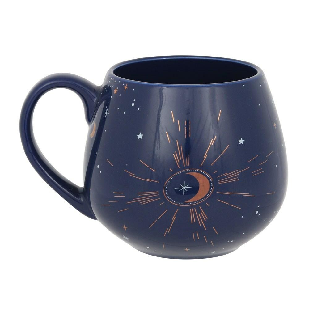 Mug, Crescent Moon Mug - dark blue crescent moon mug