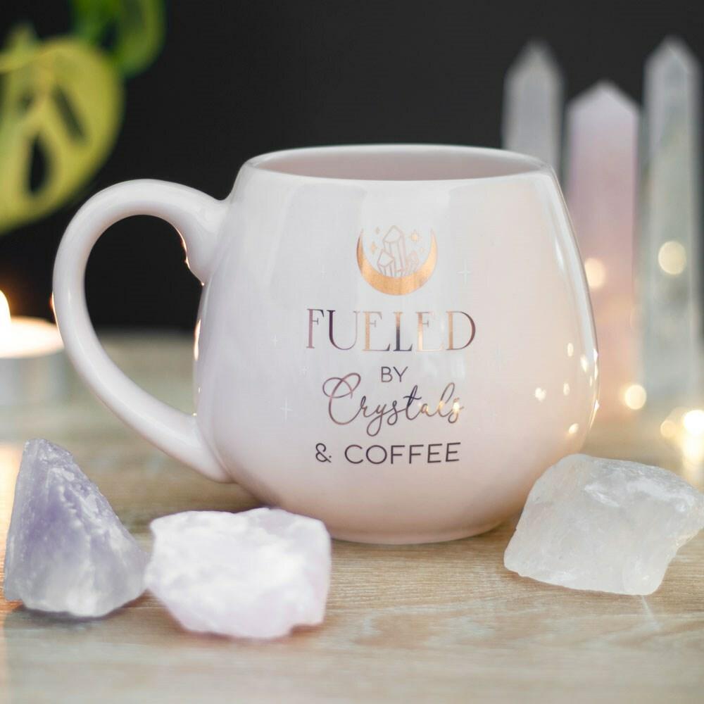 Mug, Fueled By Crystals and Coffee Mug - pink Mug