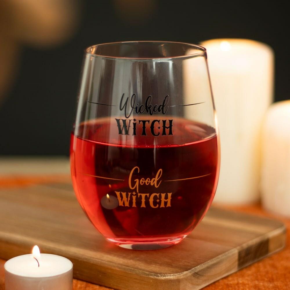 Wicked Witch Wine Glass with text