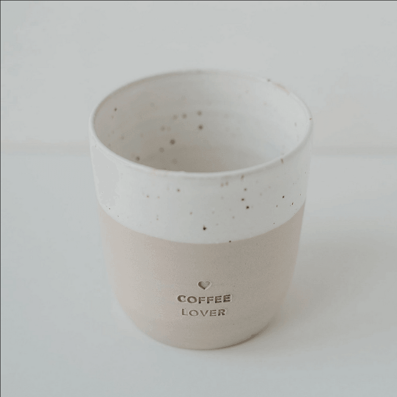 Mug, Coffee Lover Mug - handmade rimless text mug