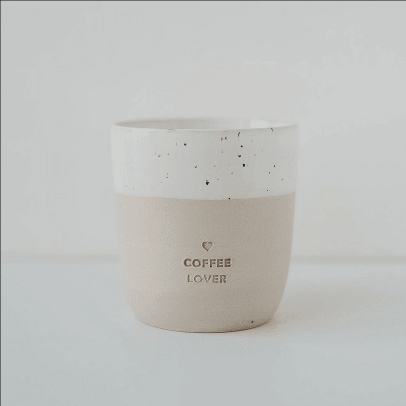 Mug, Coffee Lover Mug - handmade rimless text mug