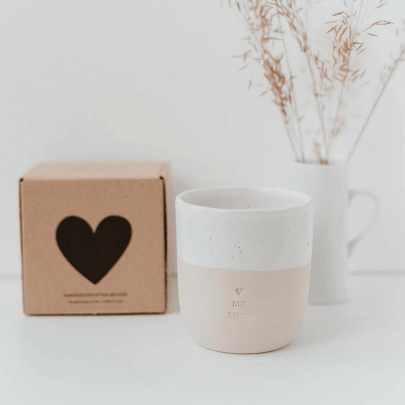 Mug, Me Time Mug - handmade rimless text mug