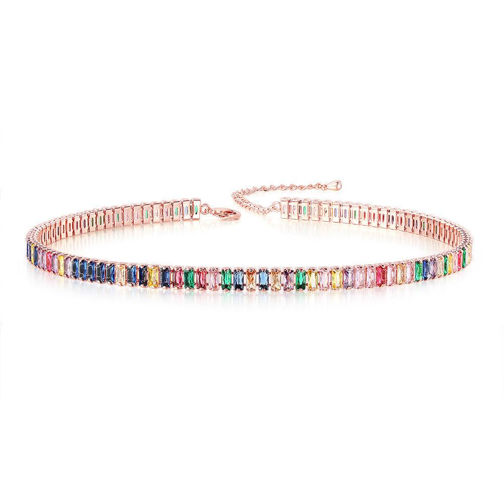 FRENCH RIVIERA|Carly rose gold multi-colored crystal choker