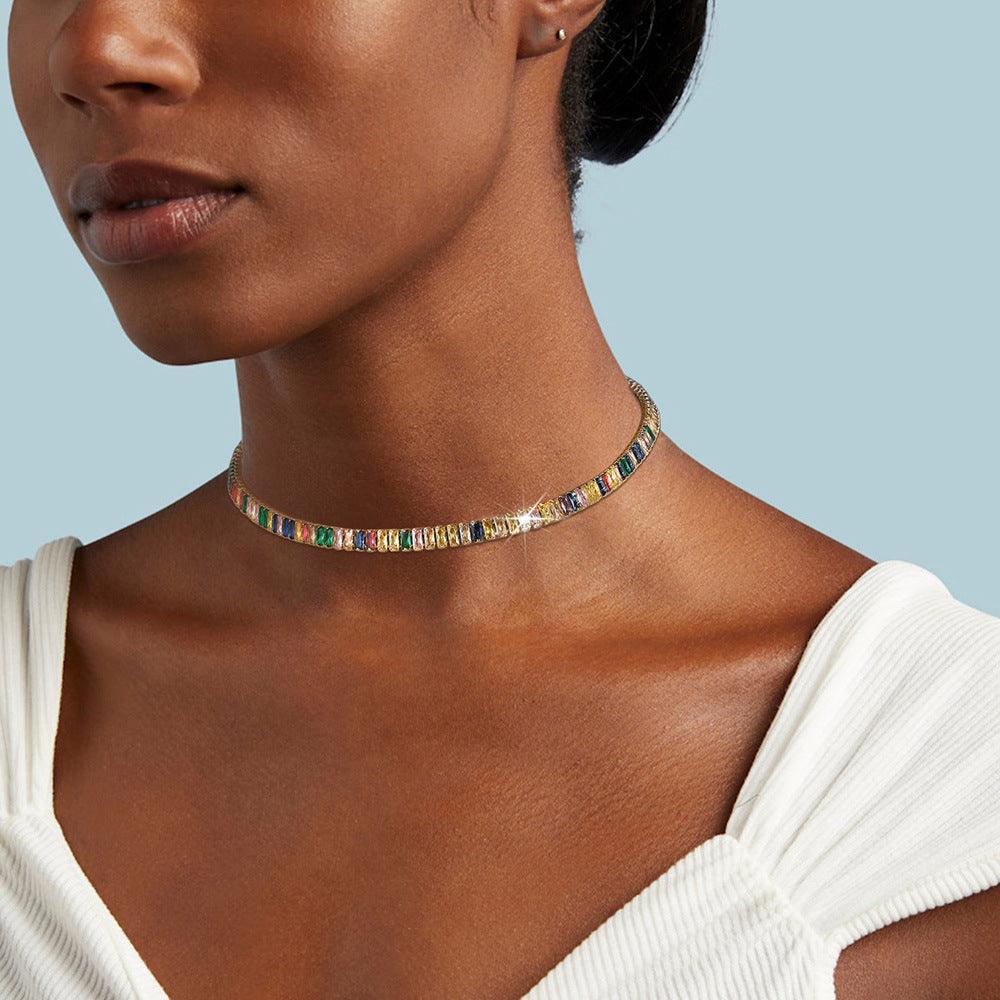 FRENCH RIVIERA|Carly rose gold multi-colored crystal choker