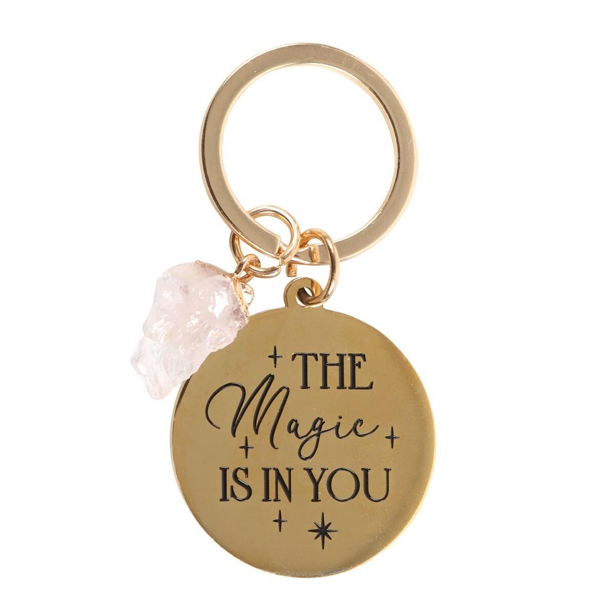 The Magic is in You rose quartz keychain