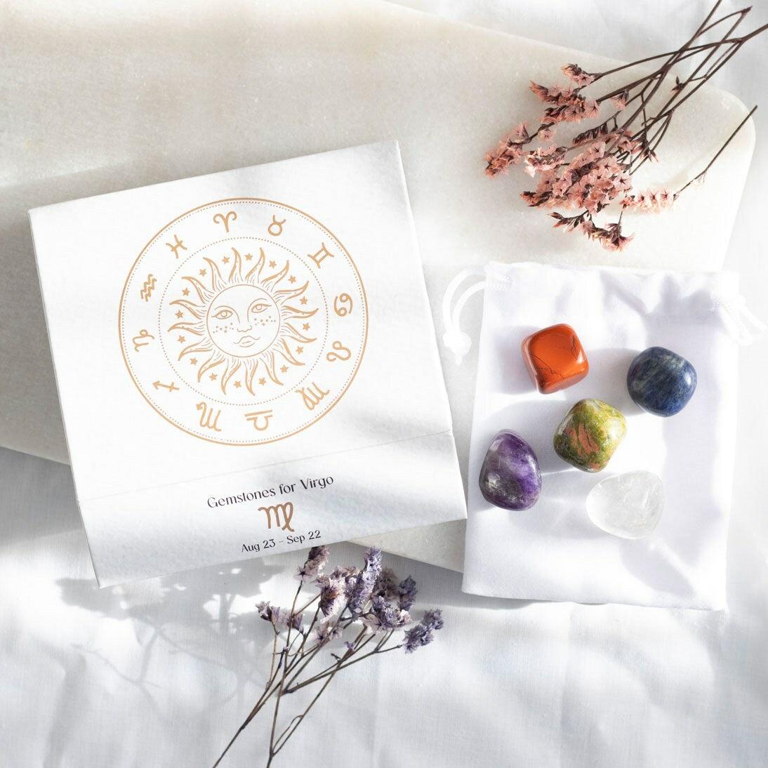 Virgo Crystal Tumblestone Set -virgin natural stone gift set