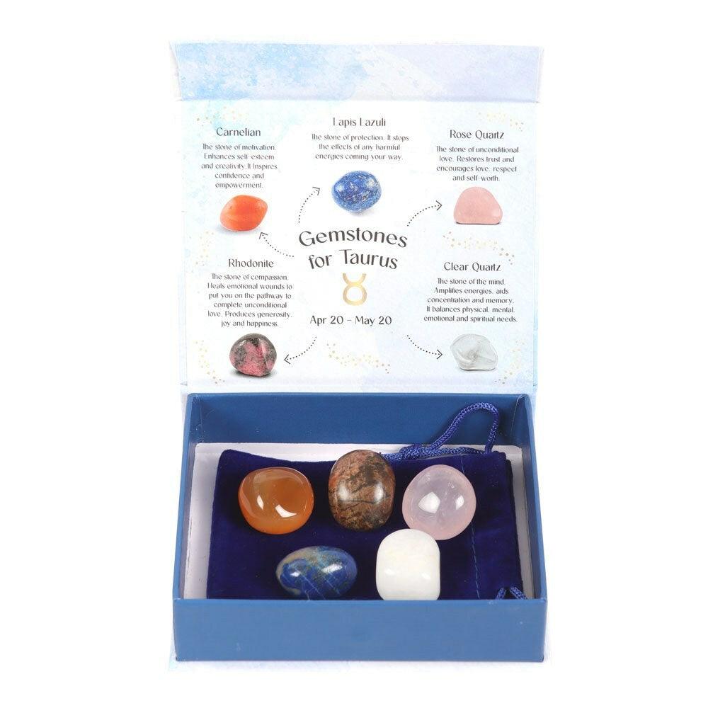 Taurus Crystal Tumblestone Set - bull natural stone gift set