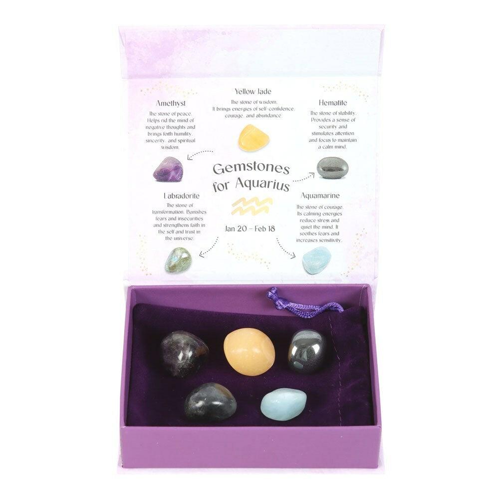 Aquarius Crystal Tumblestone Set - Aquarius natural stone gift set