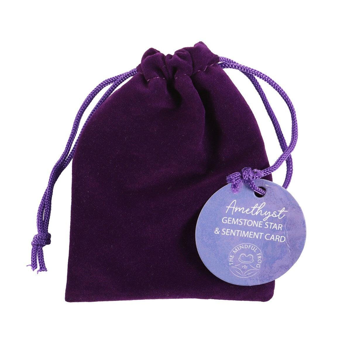 Friends Are Like Stars - amethyst star lucky stone in a gift bag