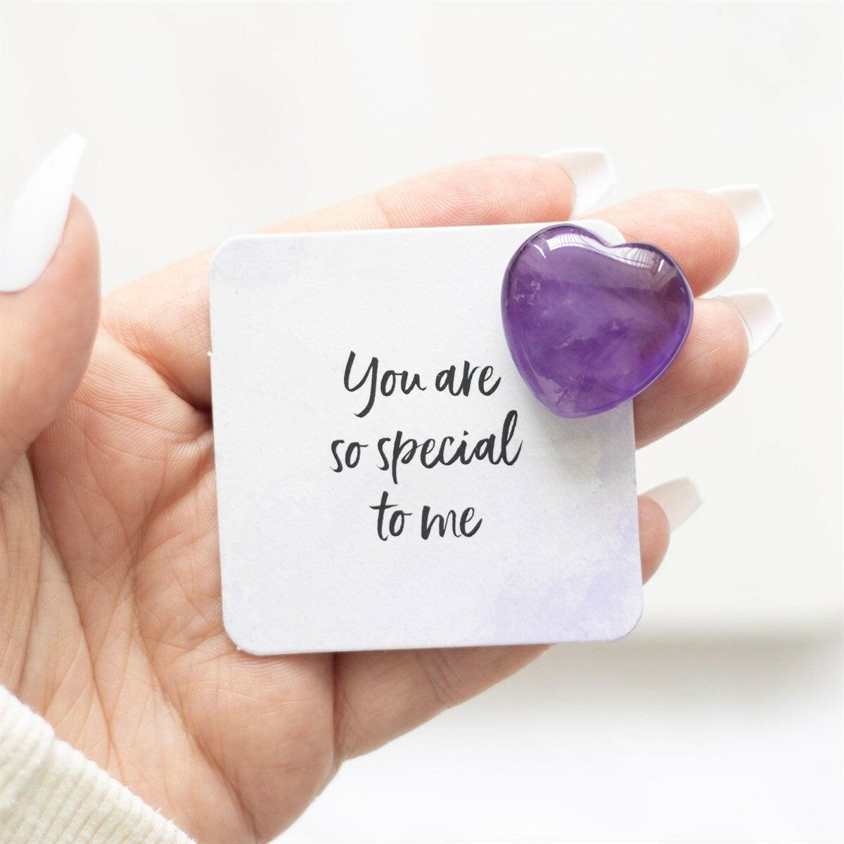 You Are So Special To me - amethyst heart lucky stone in a gift bag