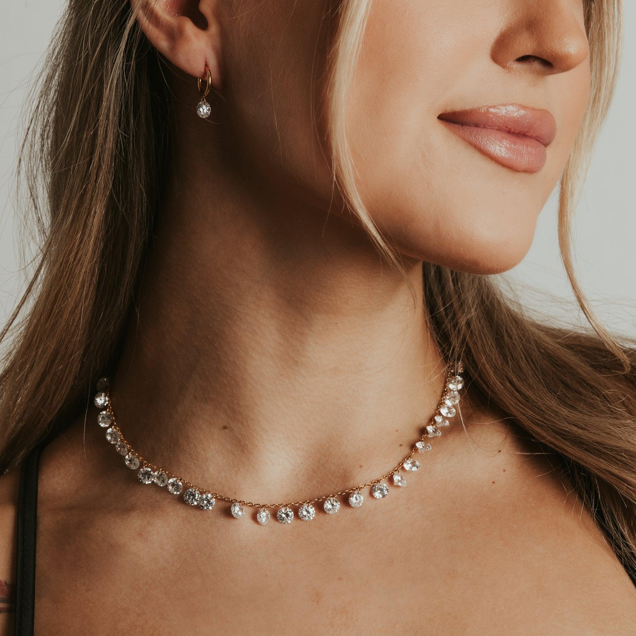 HABAHA Paris|Katy surgical steel necklace with clear crystals