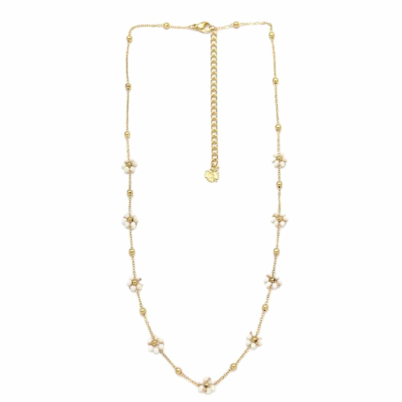 HABAHA Paris|Mini Fleur surgical steel necklace freshwater pearl each