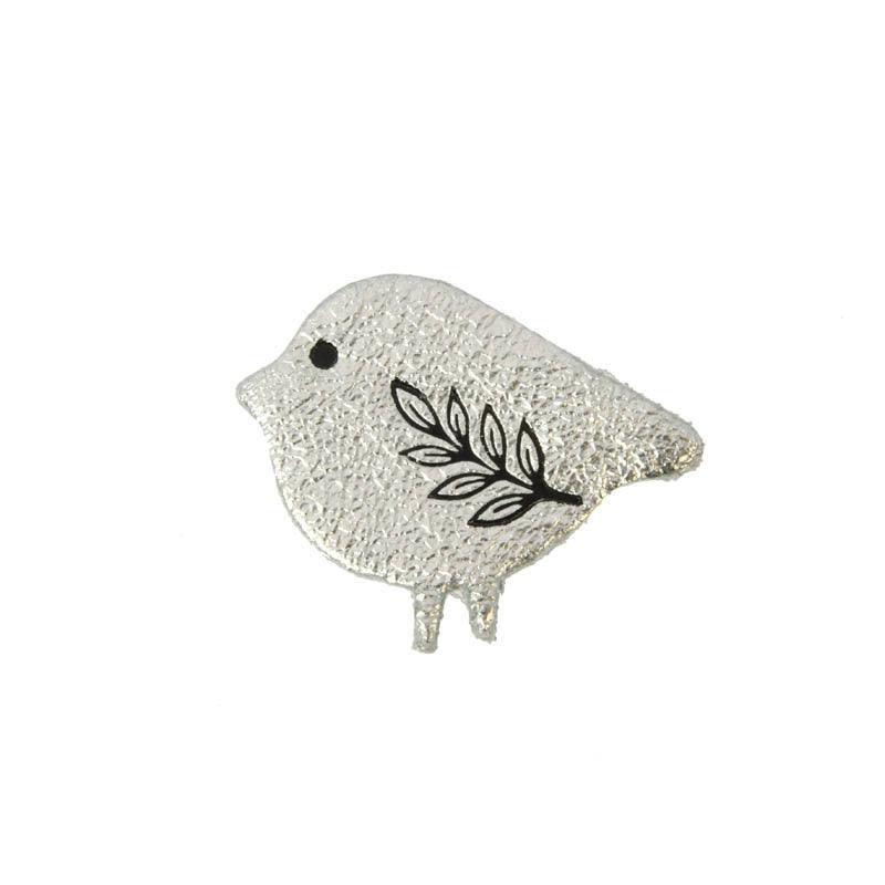 FRENCH RIVIERA|Birdie recycled leather brooch (silver)