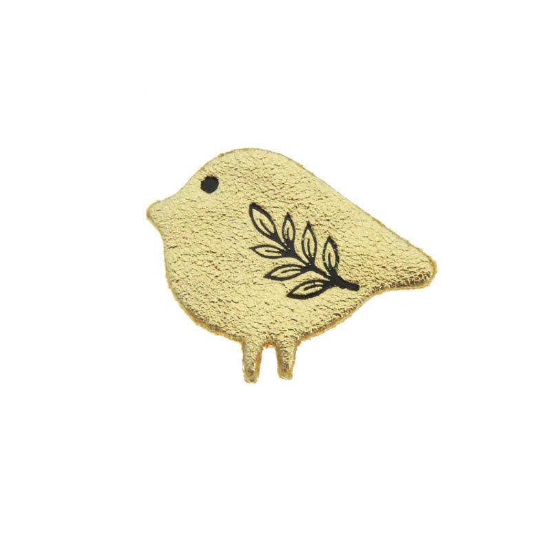 FRENCH RIVIERA|Birdie Recycled Leather Brooch (Gold)