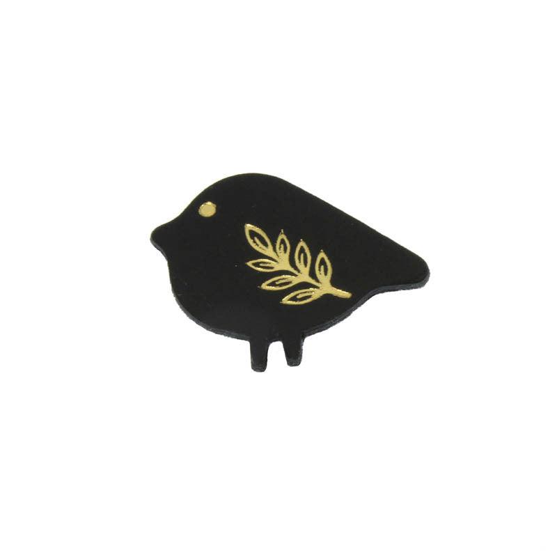 FRENCH RIVIERA|Birdie recycled leather brooch (black)