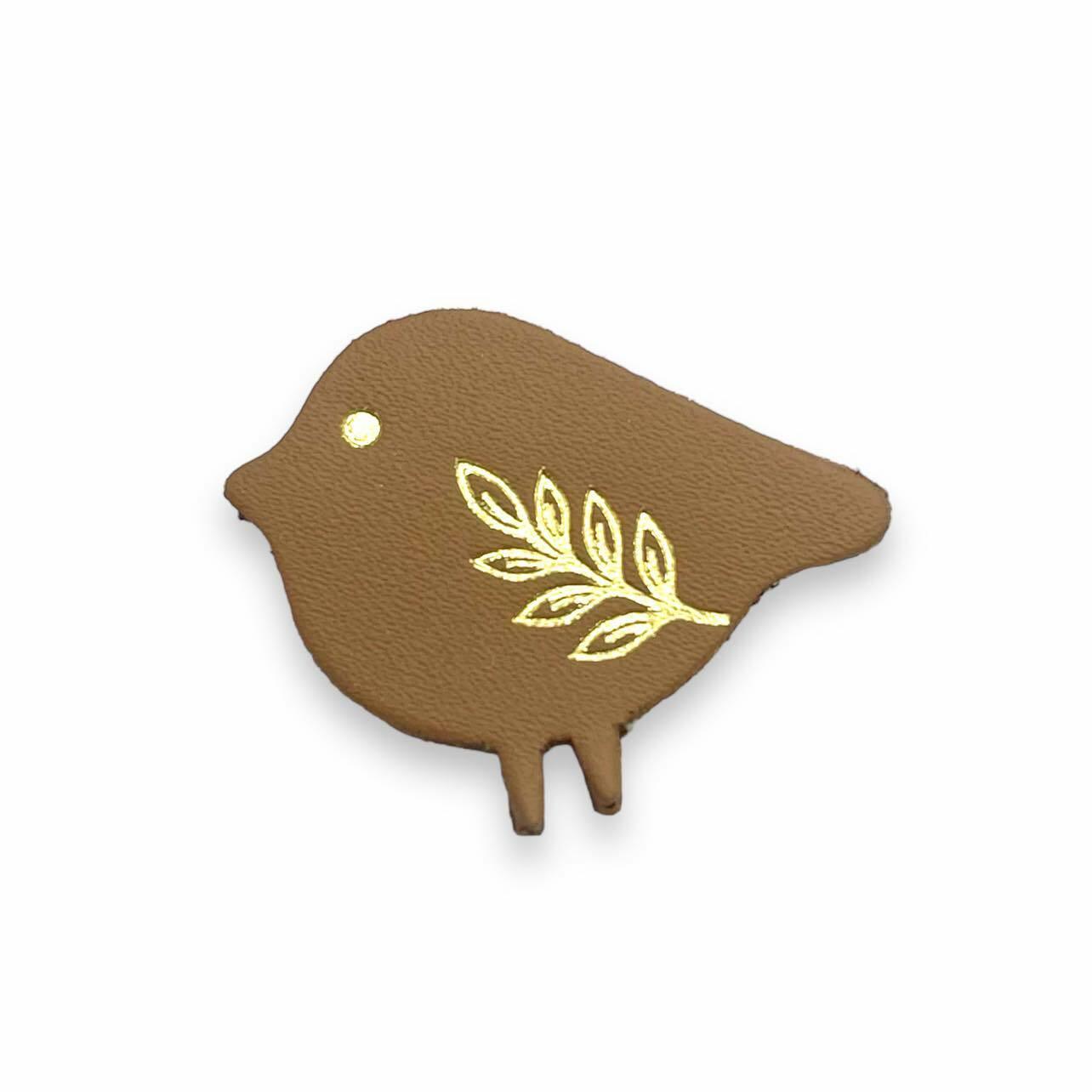 FRENCH RIVIERA|Birdie recycled leather brooch (brown)