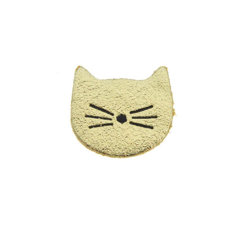 FRENCH RIVIERA|Cat -recycled leather cat brooch (gold)