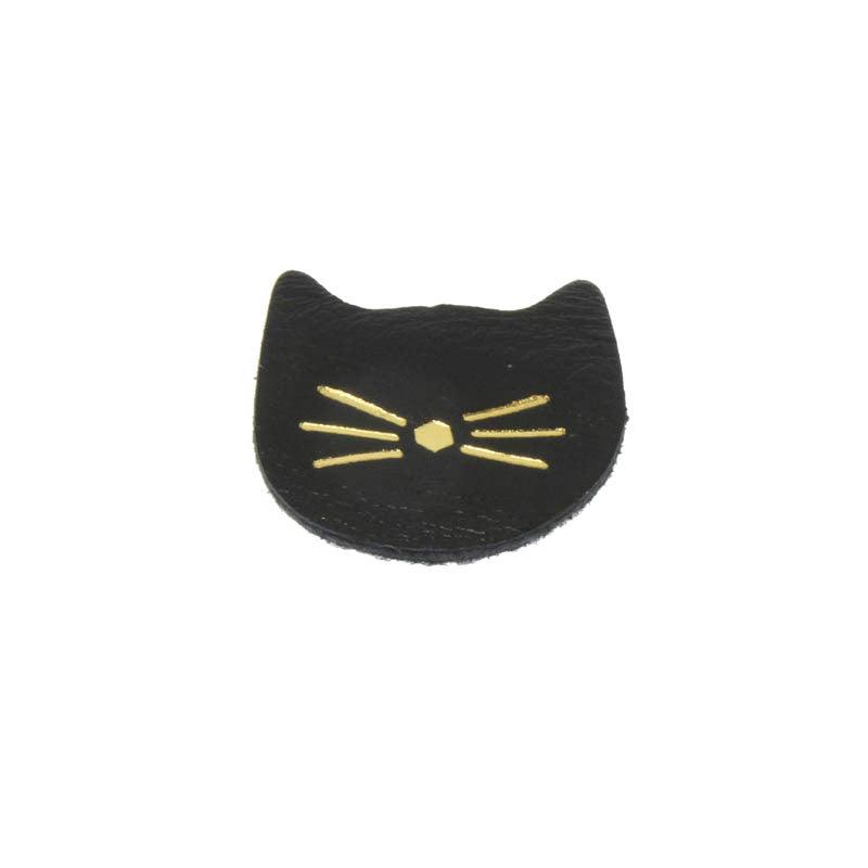 FRENCH RIVIERA|Cat -recycled leather cat brooch (black)