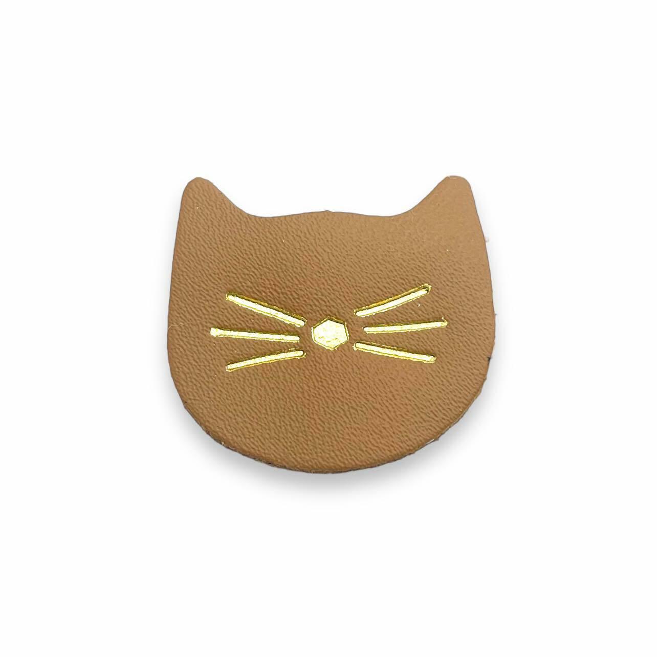 FRENCH RIVIERA|Cat -recycled leather cat brooch (brown)