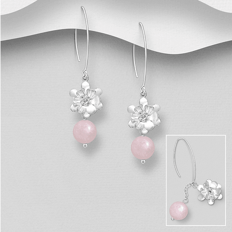 PREMIUM COLLECTION|Jasmine silver rose quartz earrings