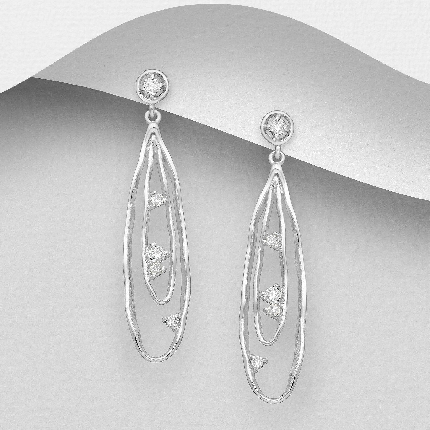 PREMIUM COLLECTION|Joline -dangle silver clear earrings