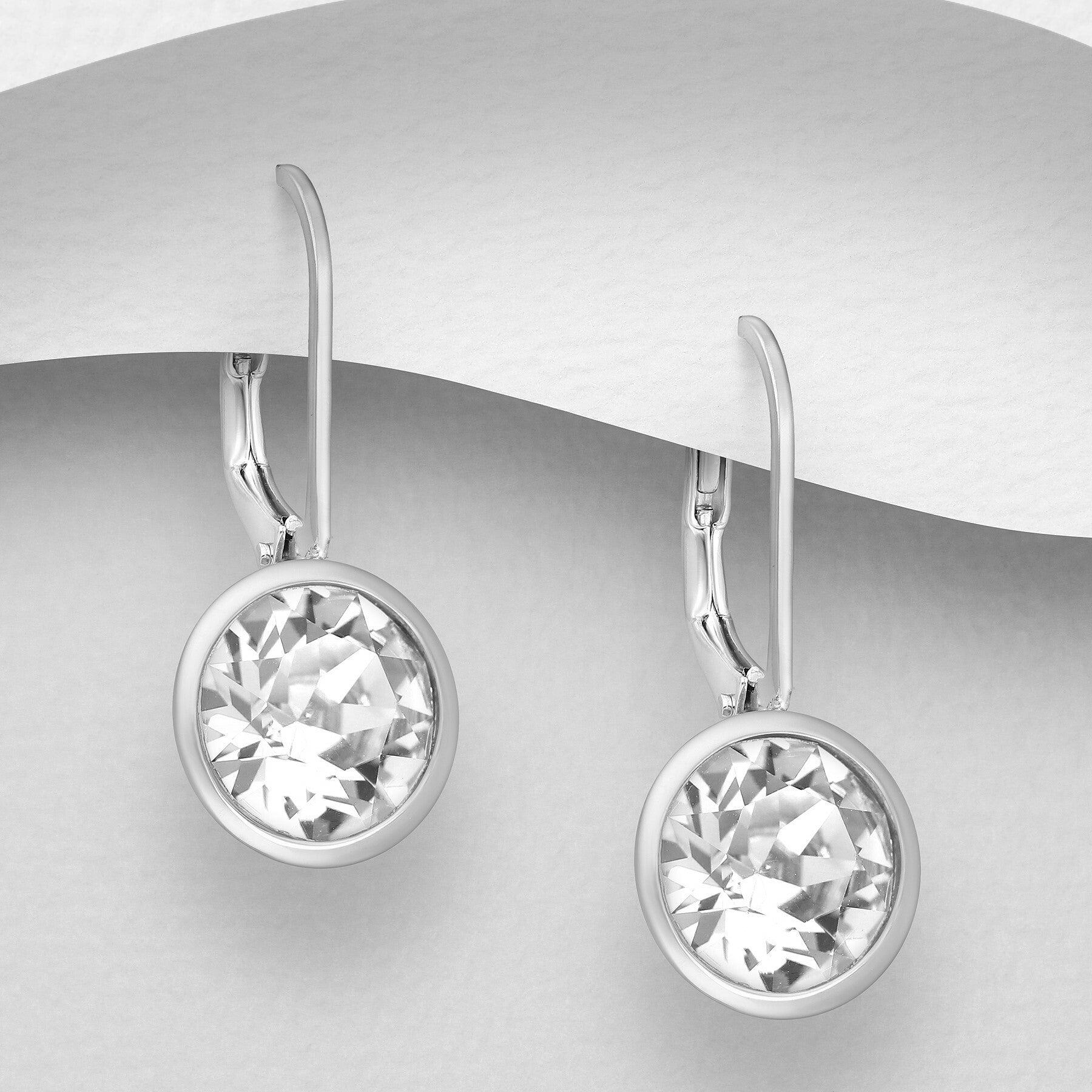 PREMIUM COLLECTION|Novalie round silver clear earrings