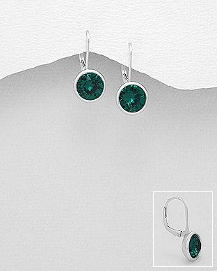 PREMIUM COLLECTION|Novalie round silver green earrings