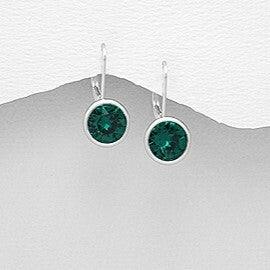 PREMIUM COLLECTION|Novalie round silver green earrings