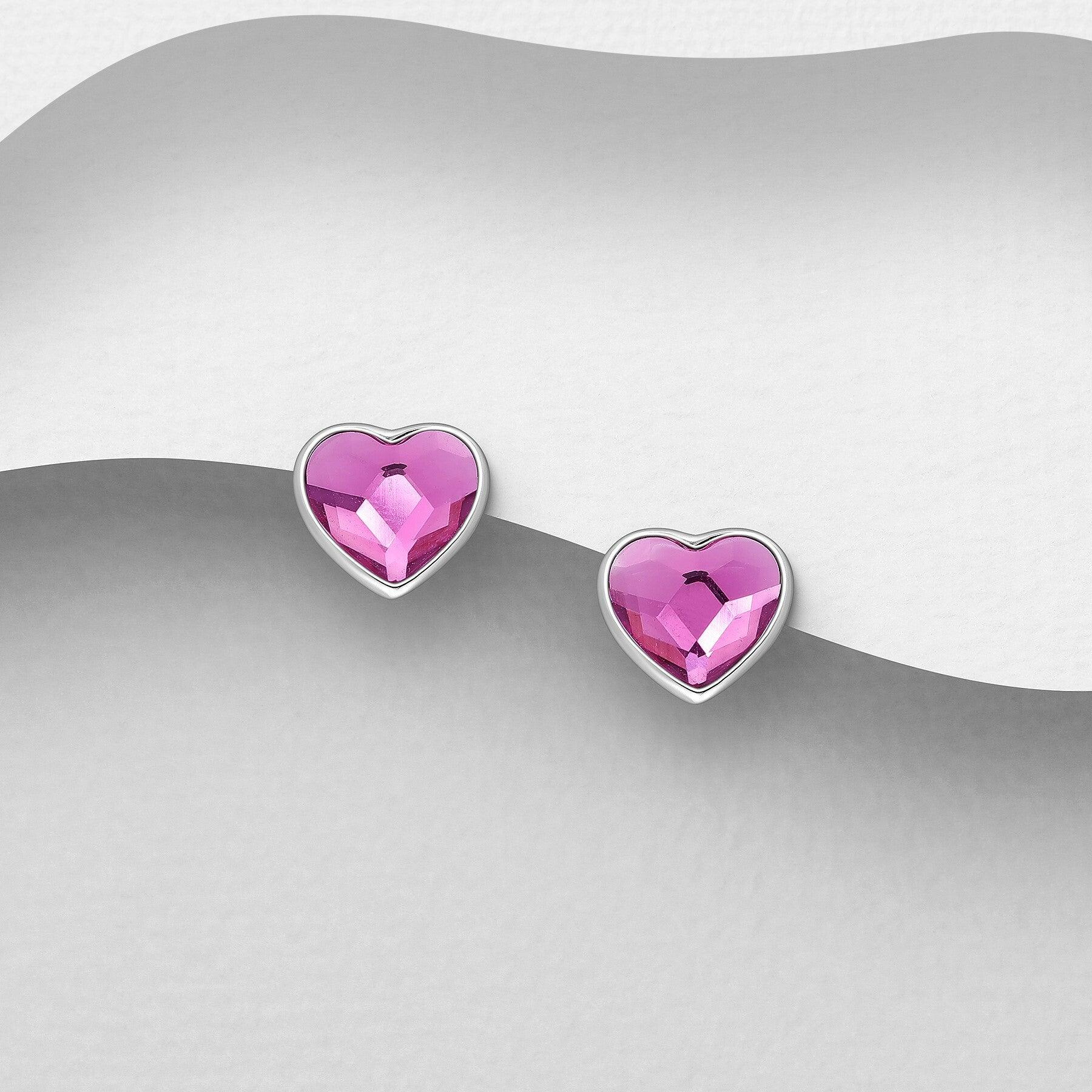 PREMIUM COLLECTION | Ida small heart buttons with pink crystals