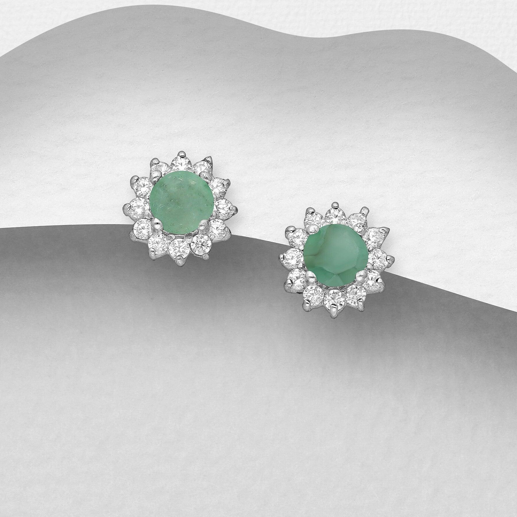 PREMIUM COLLECTION|Mini Victoria silver green emerald earrings