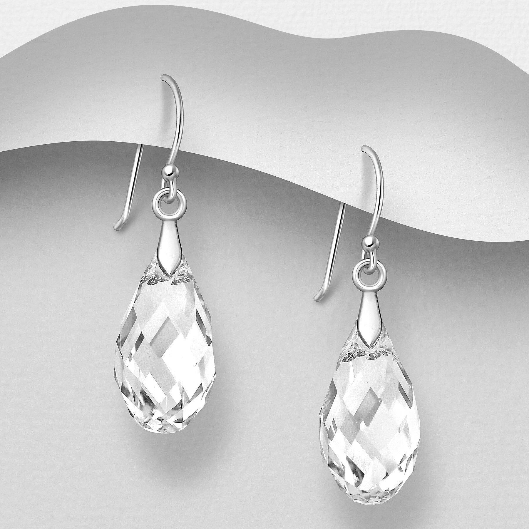 PREMIUM COLLECTION|Lena silver drop earrings with crystal