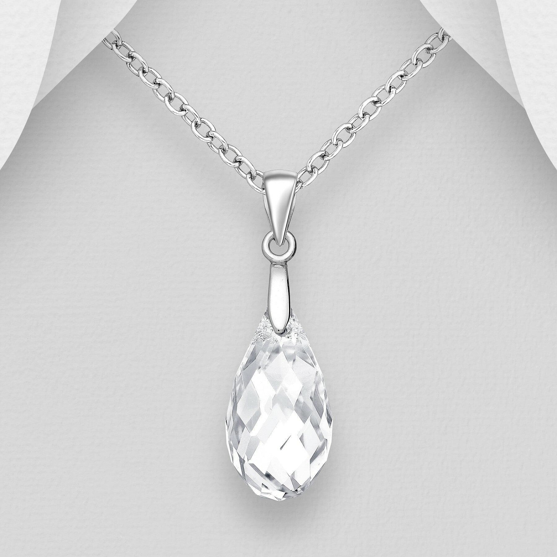 PREMIUM COLLECTION|Lena silver drop pendant with crystal