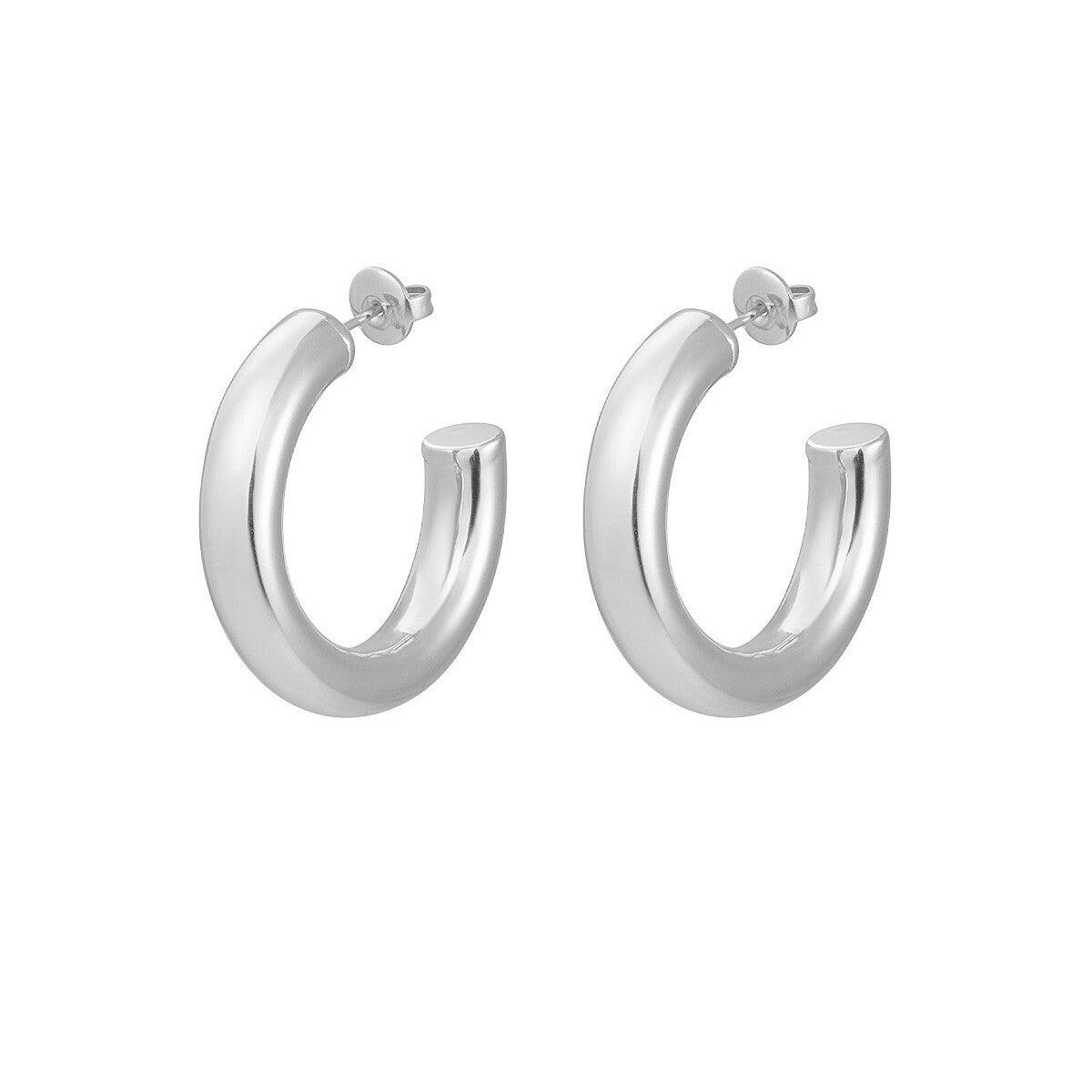 FRENCH RIVIERA|Megan Hoops Surgical Steel Rings (Silver)