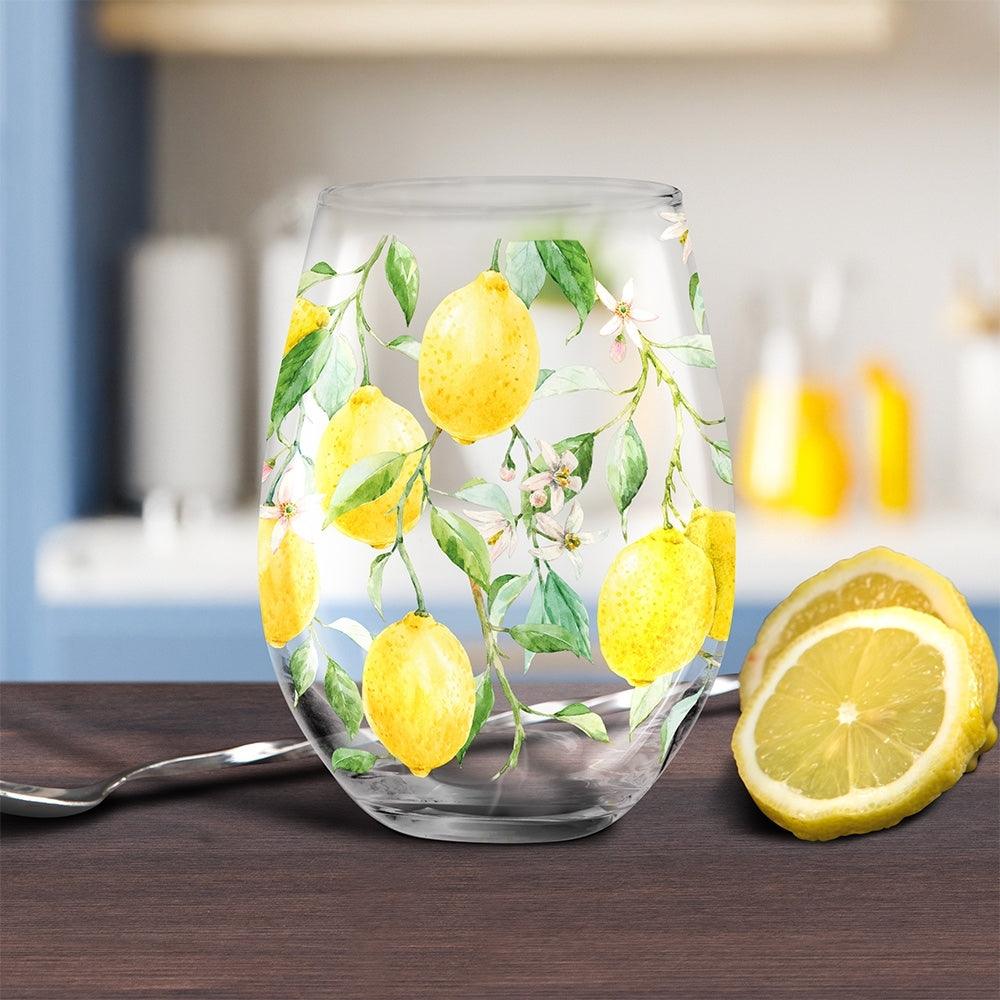 Lemon Grove Glass - lemon drinking glass