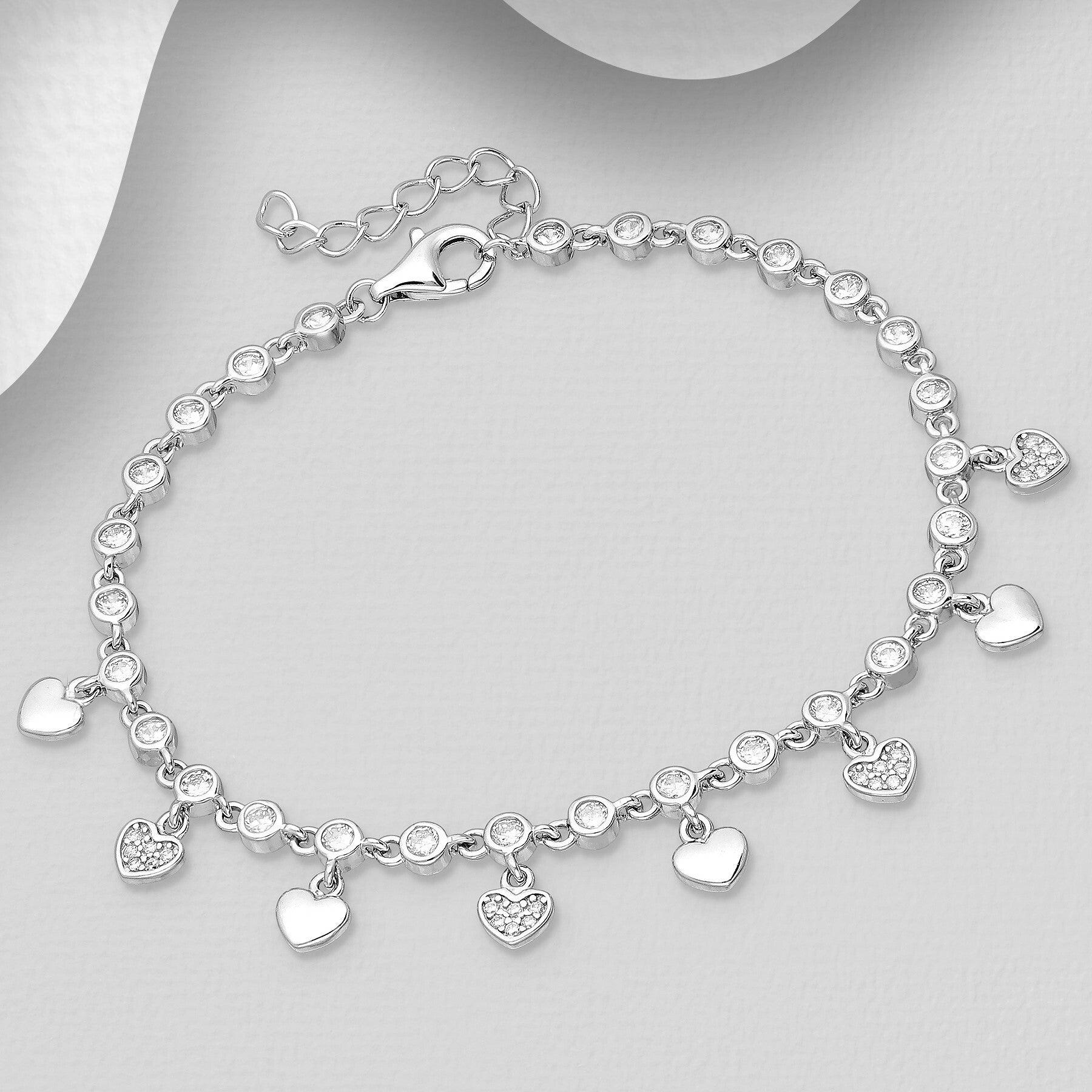 PREMIUM COLLECTION|Adele silver bracelet with hearts