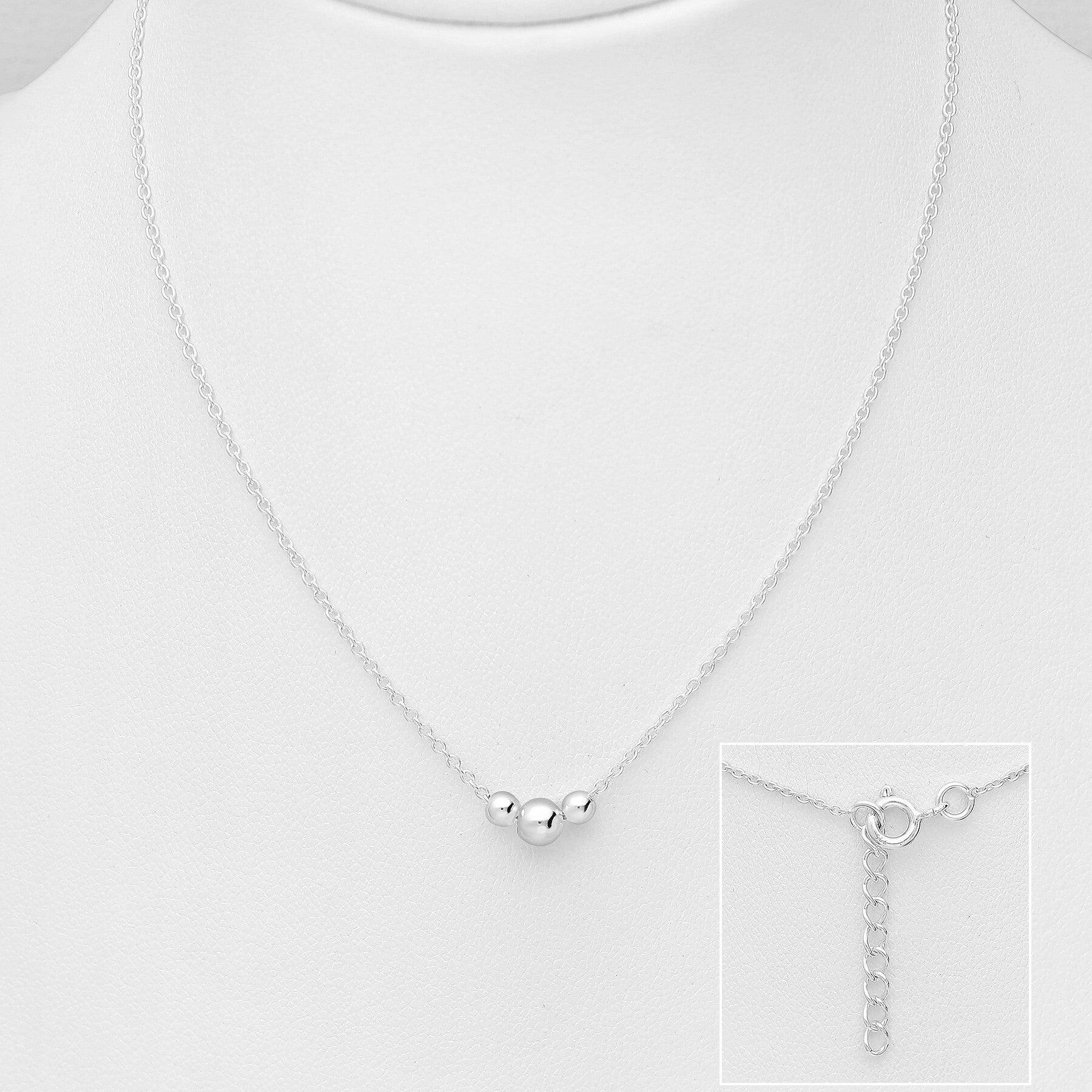 PREMIUM COLLECTION|Malin - graceful silver necklace with silver balls