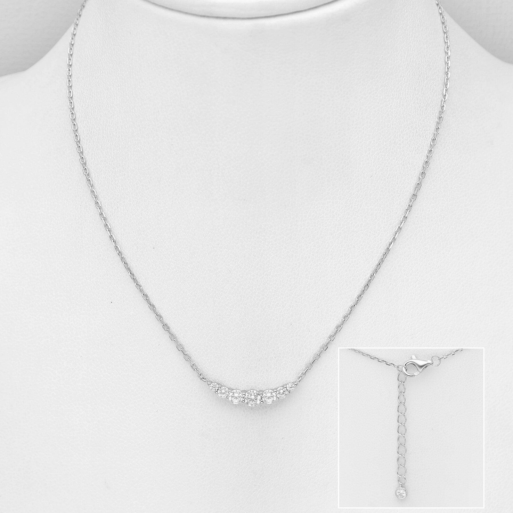 PREMIUM COLLECTION|Silja - graceful silver necklace with sparkling decoration