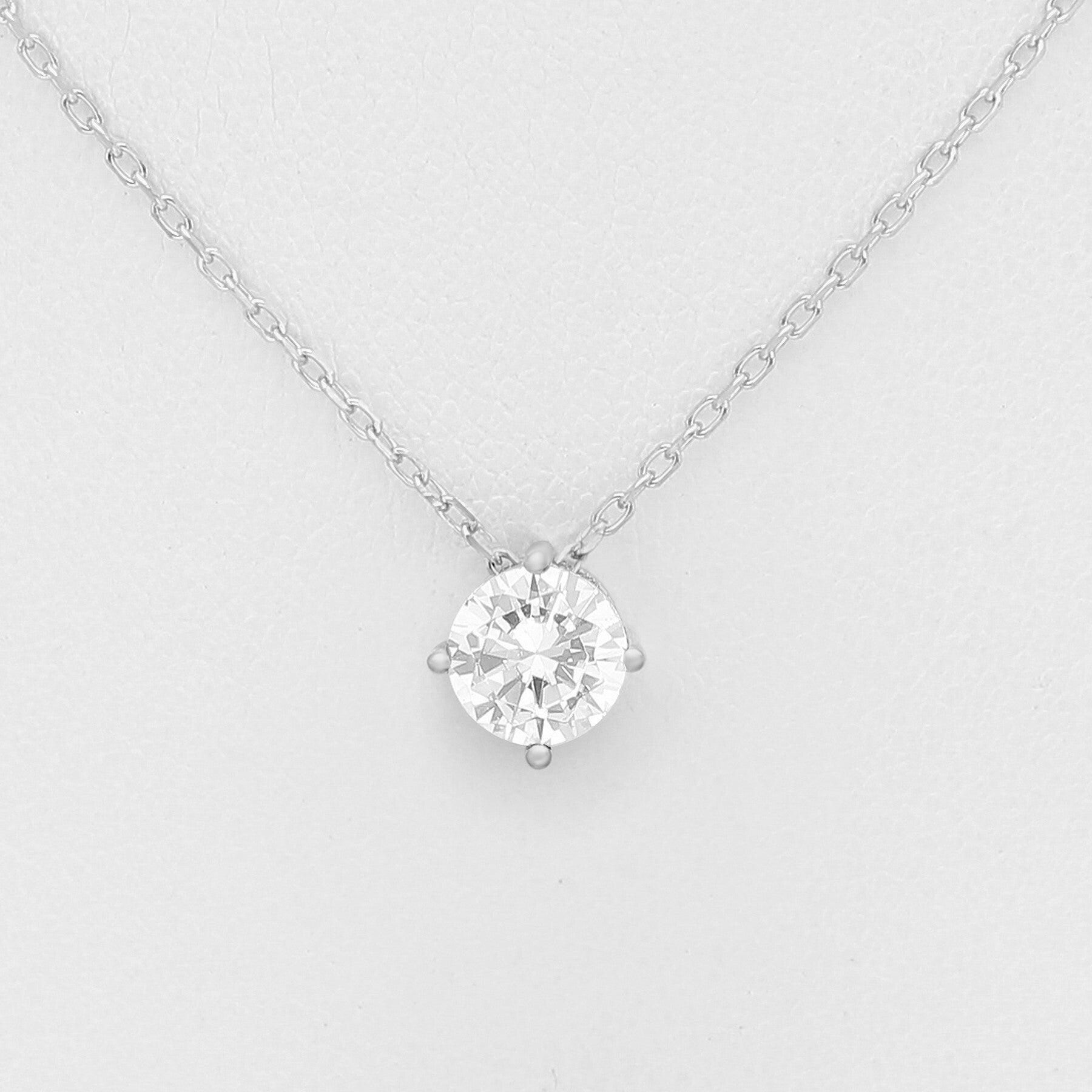 PREMIUM COLLECTION|Stina - graceful silver necklace with clear crystal