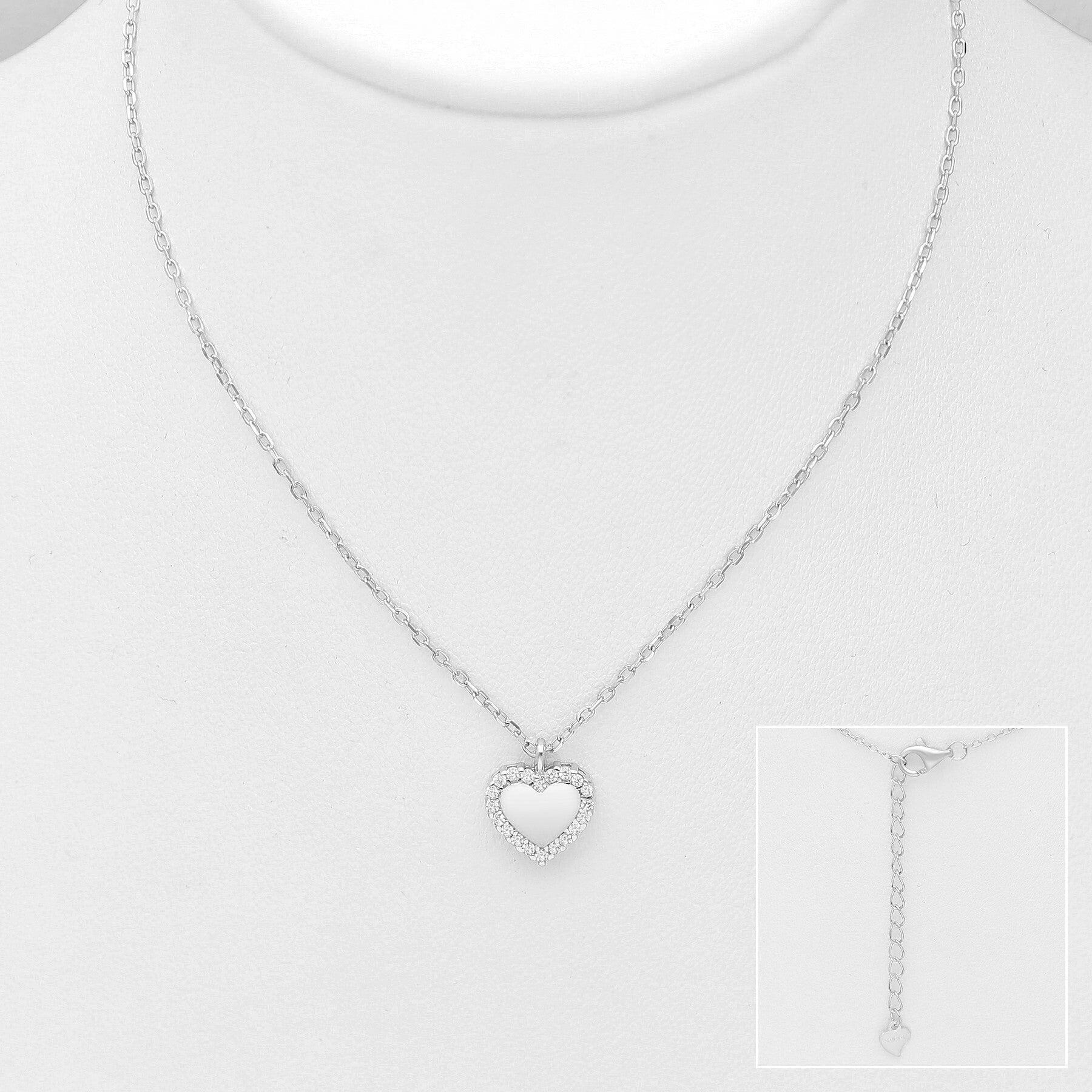 PREMIUM COLLECTION|Viola silver necklace with a clear stone heart