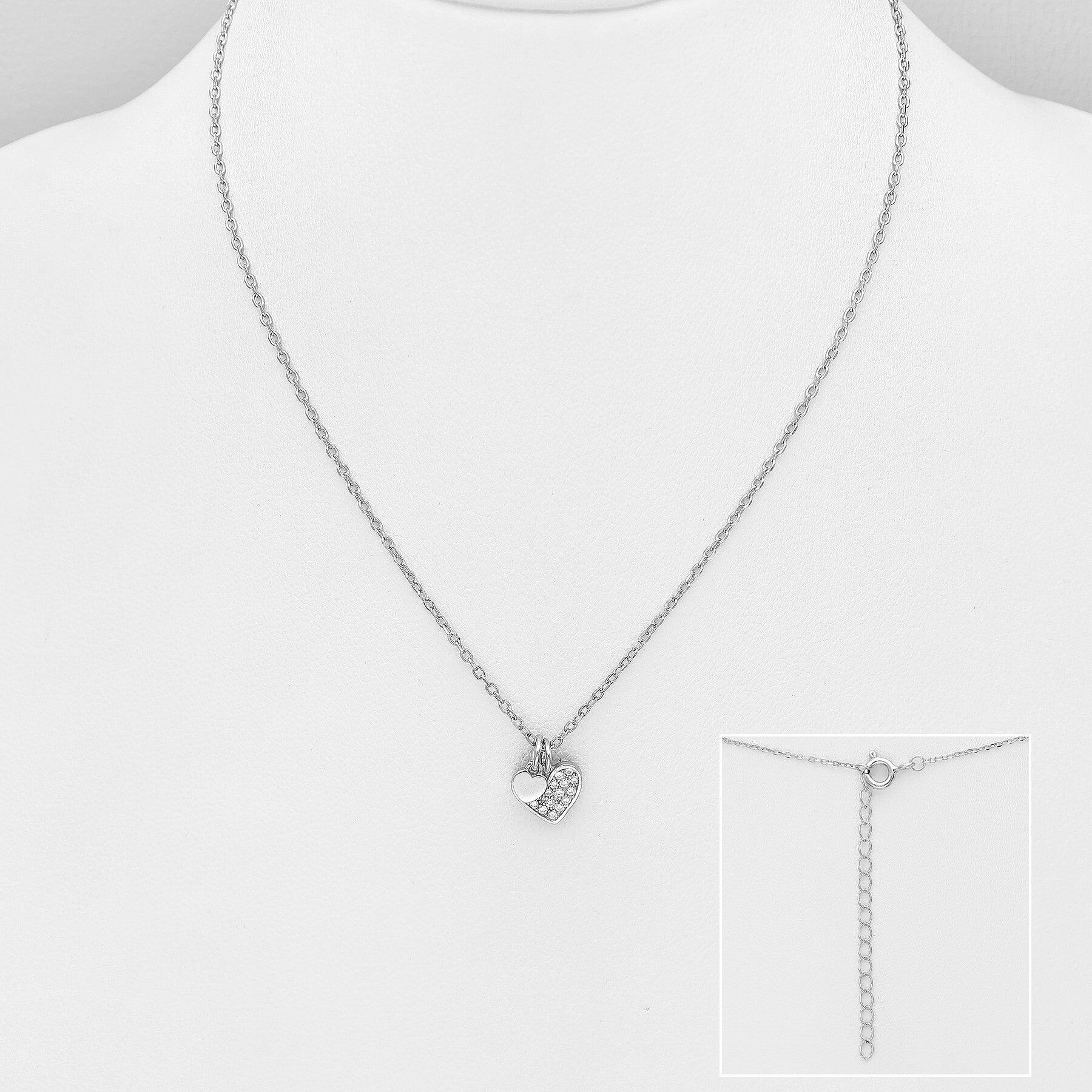 PREMIUM COLLECTION|Verna silver necklace with a clear stone heart