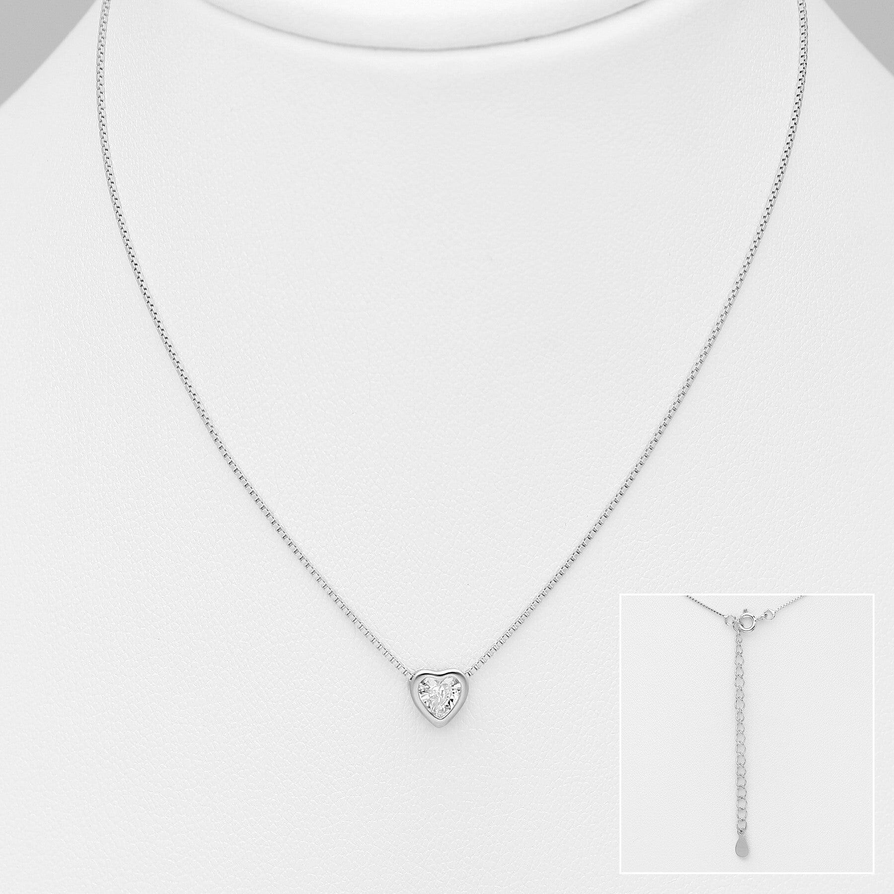 PREMIUM COLLECTION|Juliana silver necklace with a clear stone heart