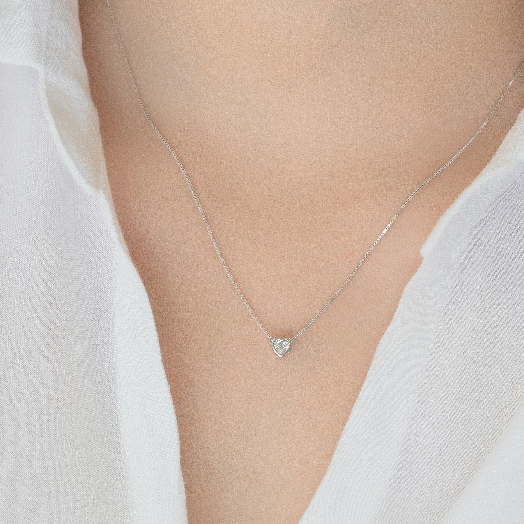 PREMIUM COLLECTION|Juliana silver necklace with a clear stone heart