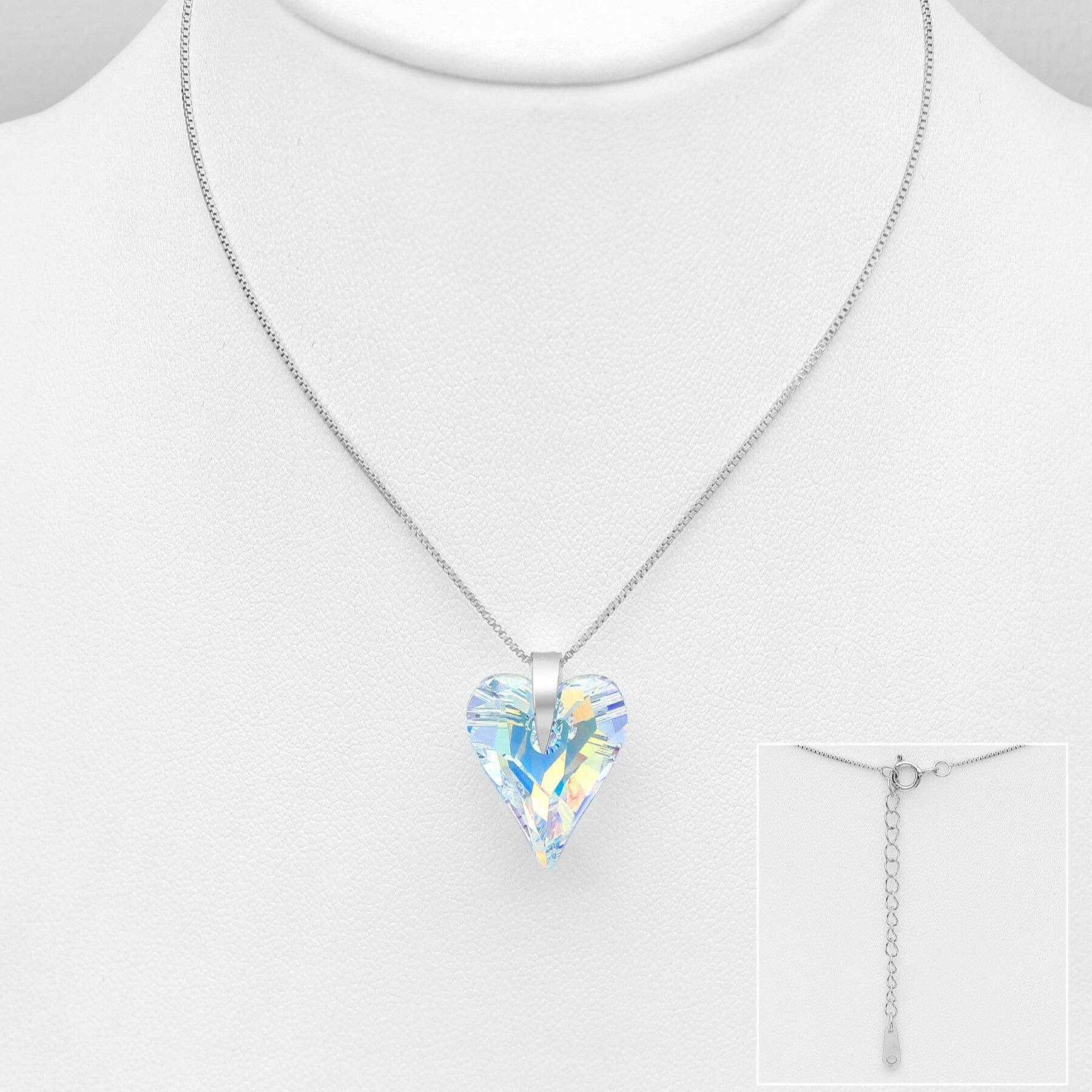 PREMIUM COLLECTION|Erika silver necklace with a clear stone heart