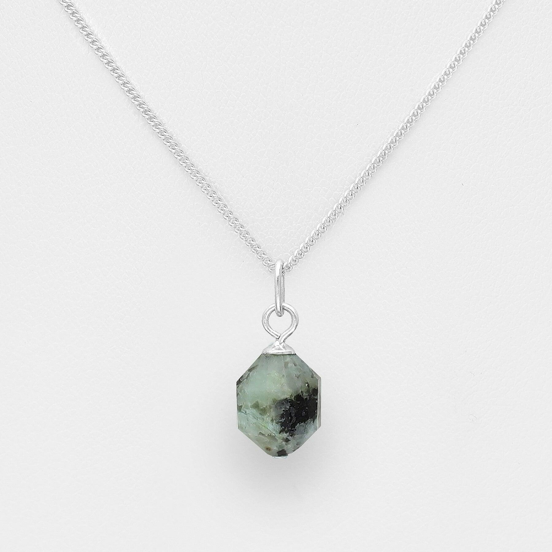 PREMIUM COLLECTION|Nea silver necklace with African turquoise natural stone