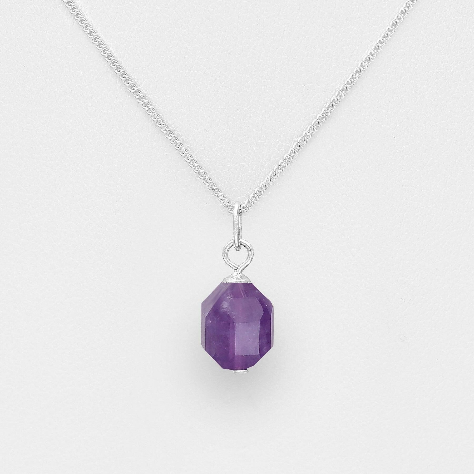 PREMIUM COLLECTION|Nea silver necklace with amethyst natural stone