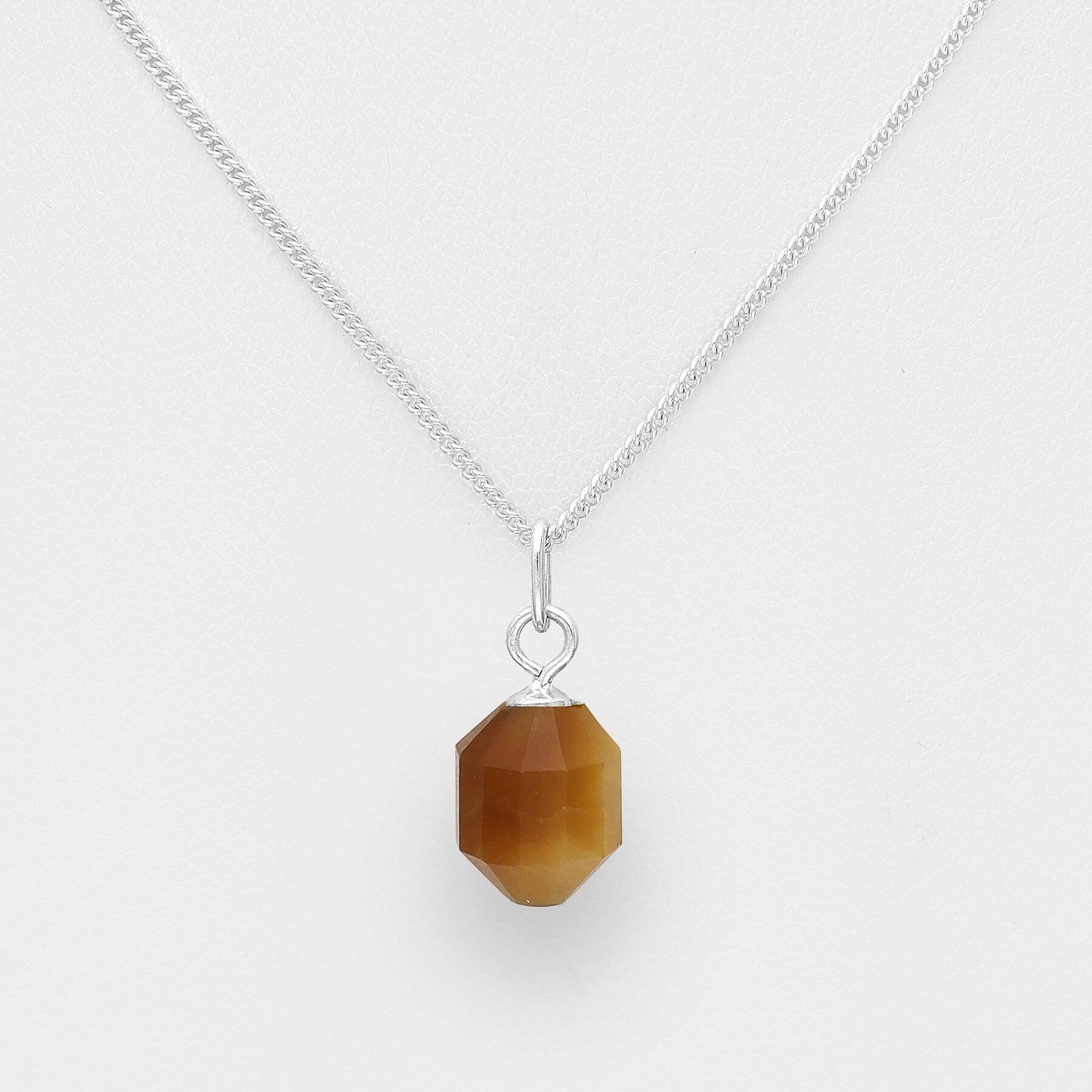 PREMIUM COLLECTION|Nea silver necklace with tiger's eye natural stone