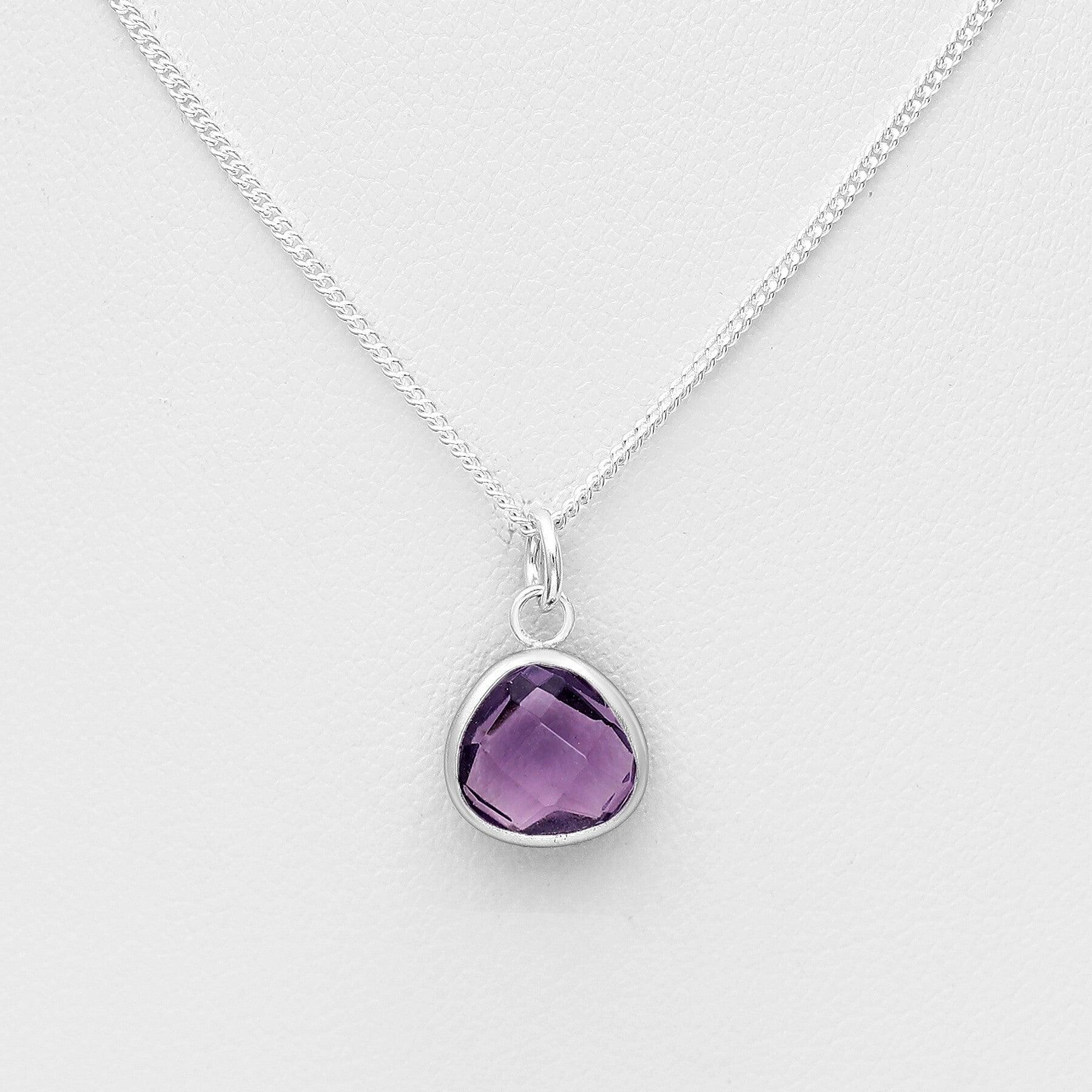 PREMIUM COLLECTION|Mona silver necklace with amethyst natural stone