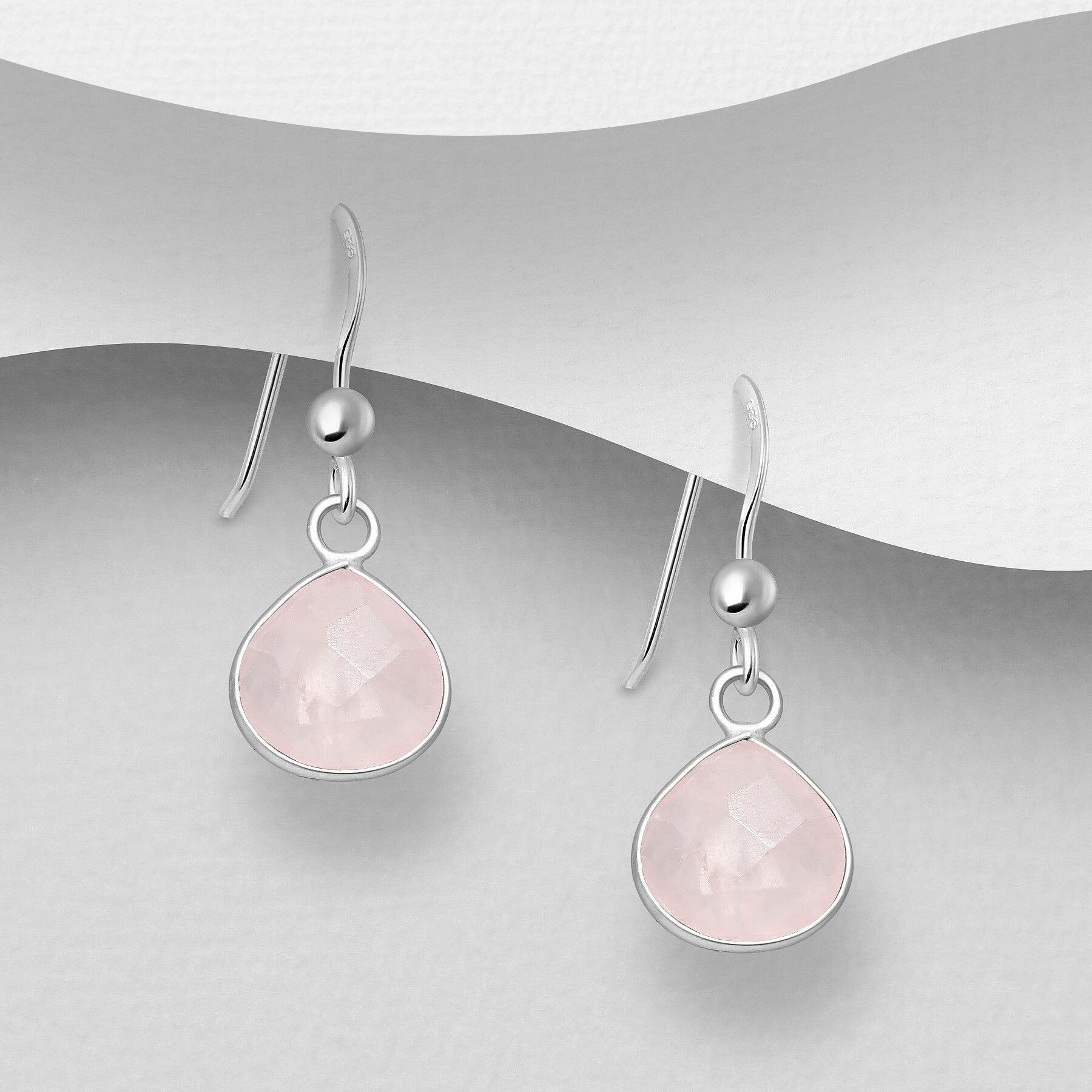 PREMIUM COLLECTION|Mona silver rose quartz earrings