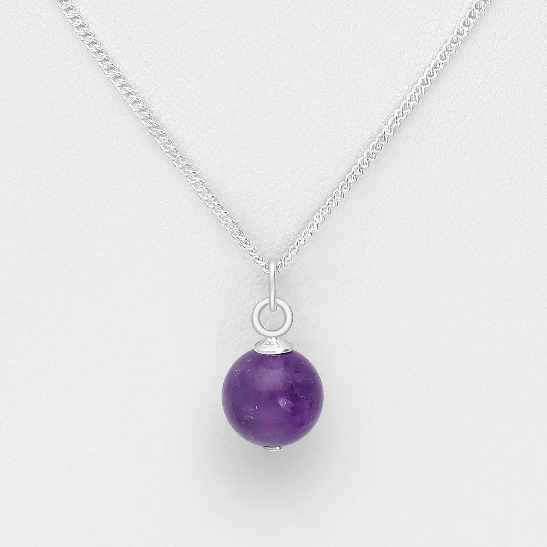 PREMIUM COLLECTION|Lina silver necklace with amethyst natural stone